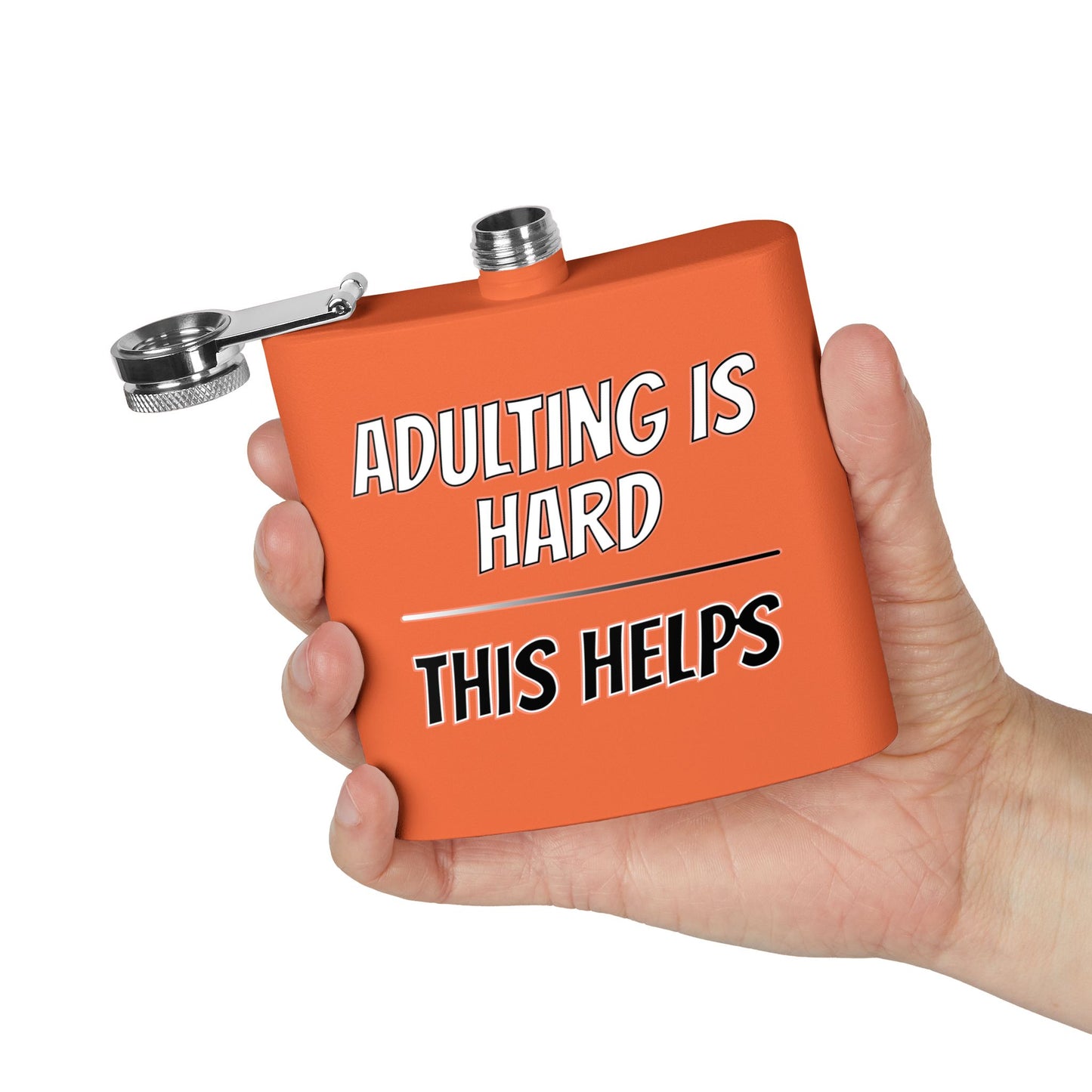 "Adulting Is Hard – This Helps" Flask – Funny Stainless Steel Hip Flask