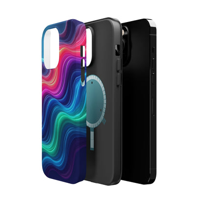 Neon Wave Phone Case - Aesthetic Glowing Design | iPhone 14-17 Cases | Trendy Gifts for Her, Rave Accessory