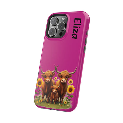 Highland Cow Phone Case - Personalized Custom Name | Cute Farm Animal Gift | iPhone Cases for Women & Girls