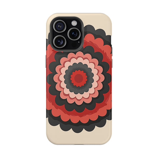 Layered Scallop Bloom iPhone Case - Retro Floral Design, Bold Aesthetic Gift Idea