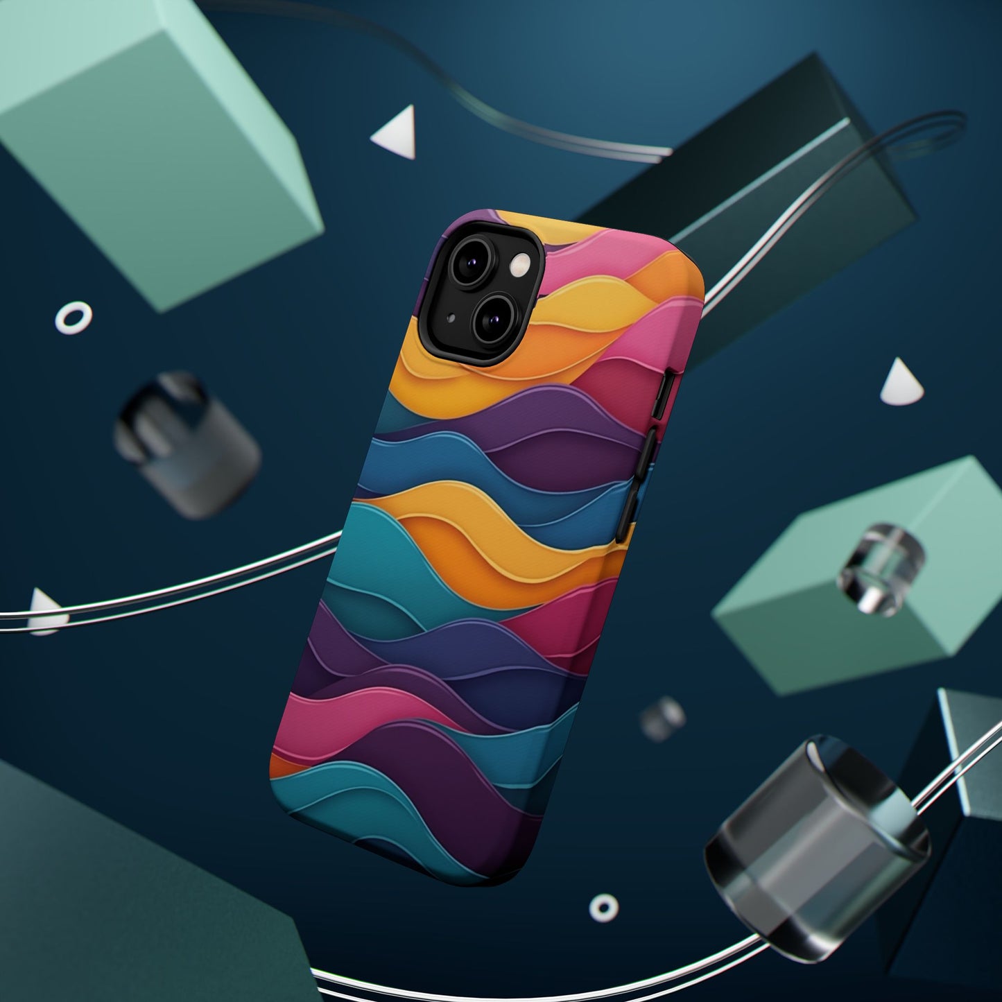 Colorful Wave Phone Case - Aesthetic iPhone Case, Bright Gift Idea, Trendy Summer Accessory