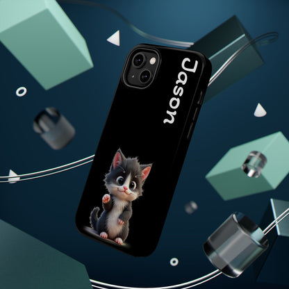 Personalized Kitten Phone Case - Custom Name Cat Lover Gift | Cute Black iPhone Cases for Women & Girls